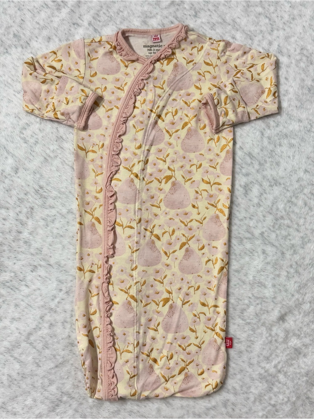 Magnetic Me Pink Floral Ruffle Gown Newborn 3M Baby Girl Modal Blush Gold